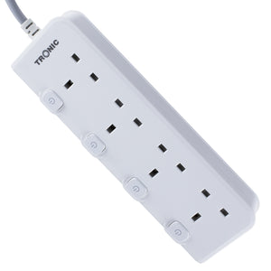 4-Way Extension Socket with Individual Switches – 10A, 2500W