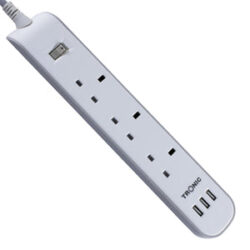 3-Way Extension Socket with 3 USB & Neon