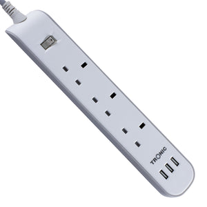 3-Way Extension Socket with 3 USB & Neon